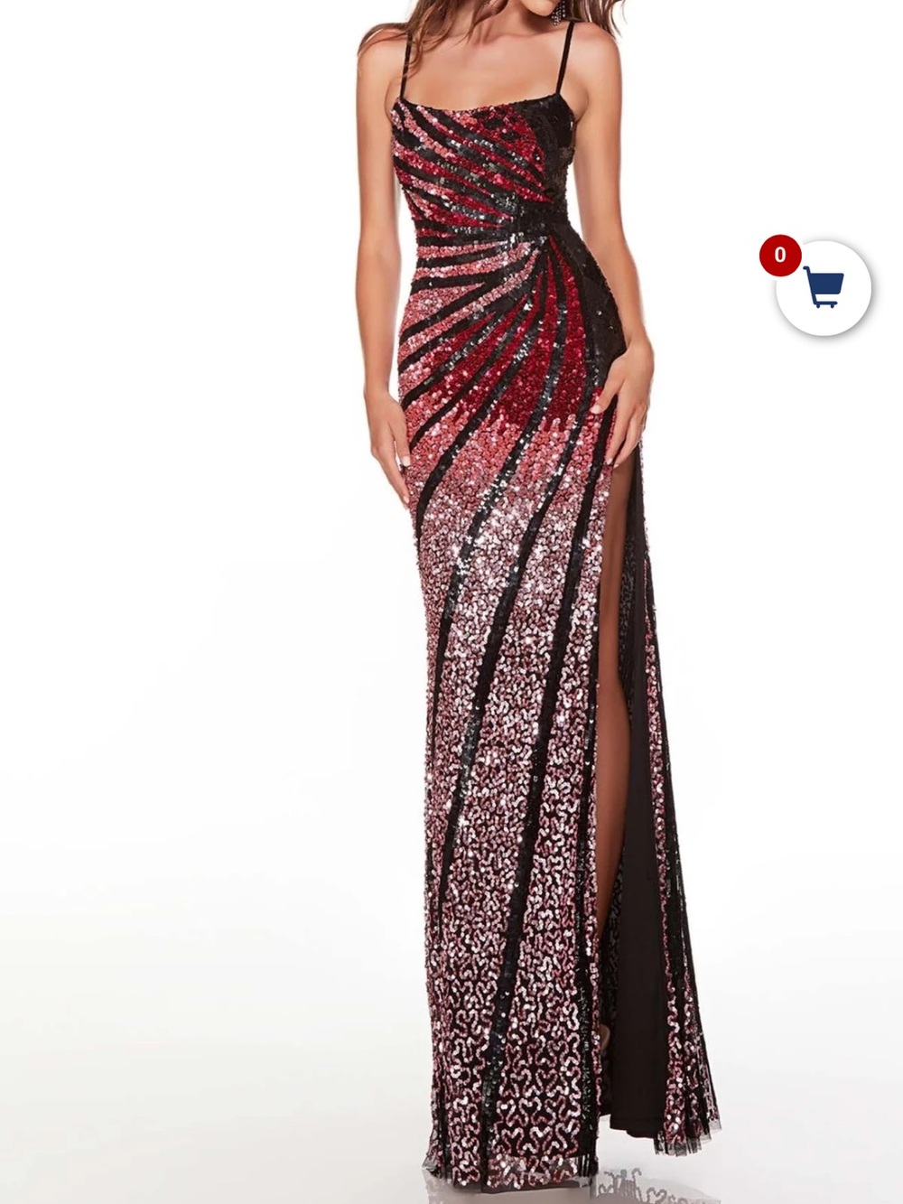 Sequin Ombre Formal Dress — Pink & Black, Size 16 - Picture 2 of 7